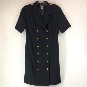 Rodes Professional Apparel Blue Uniform Dress With Gold Colored Buttons Size 12
